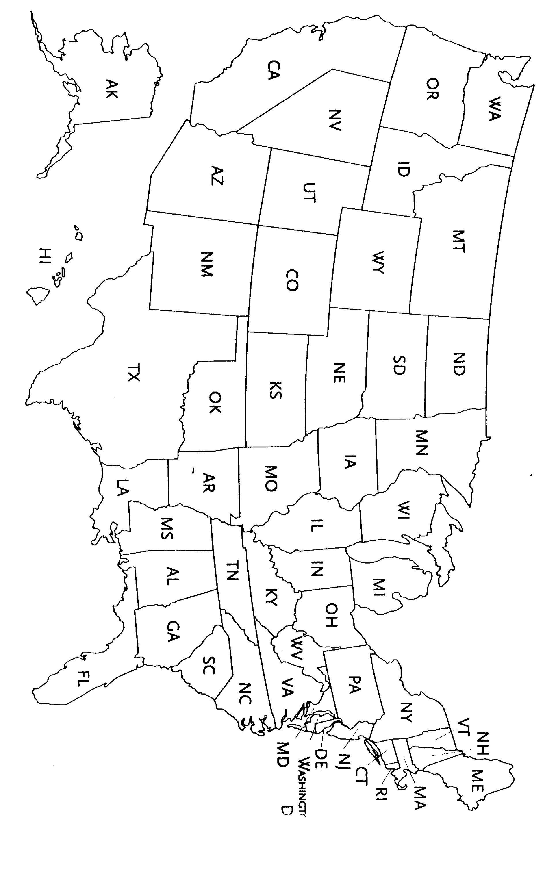 Maps: Us Map Unlabeled